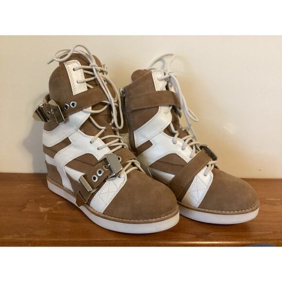 Jeffrey Campbell high top wedge punk lace up sneaker with hidden wedge - Picture 1 of 5